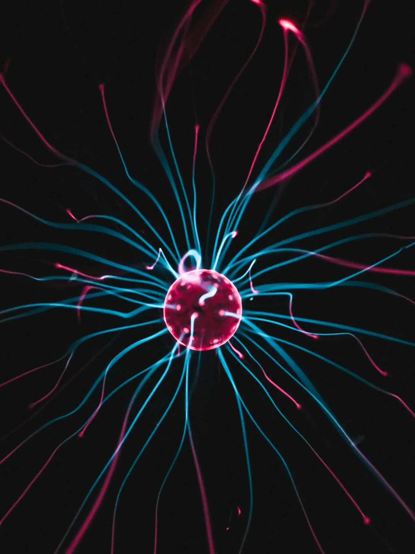 a close up of a red and blue object